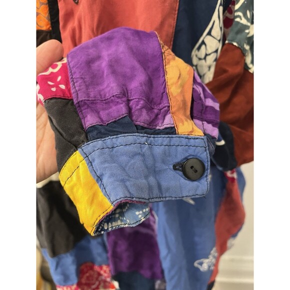 We Be Bop 2XL Funky Oversize Patchwork Swirl Groovy Animal Print Flora 90s Shirt - Picture 8 of 10